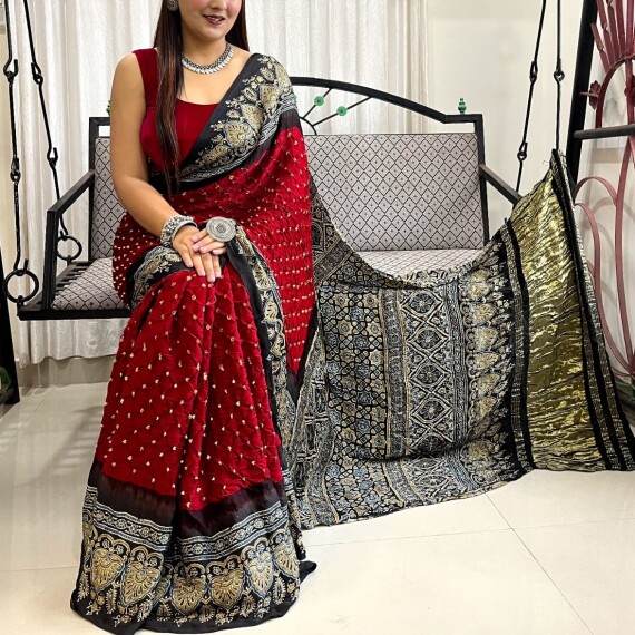 http://www.rivierafashion.in/products/bandhani-modal-silk-ajrakh-print-zari-pallu-saree-4