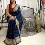 BANDHANI MODAL SILK AJRAKH PRINT ZARI PALLU SAREE