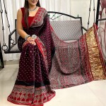 BANDHANI MODAL SILK AJRAKH PRINT ZARI PALLU SAREE