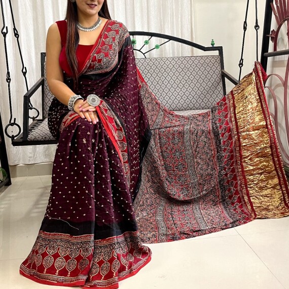 http://www.rivierafashion.in/products/bandhani-modal-silk-ajrakh-print-zari-pallu-saree-2