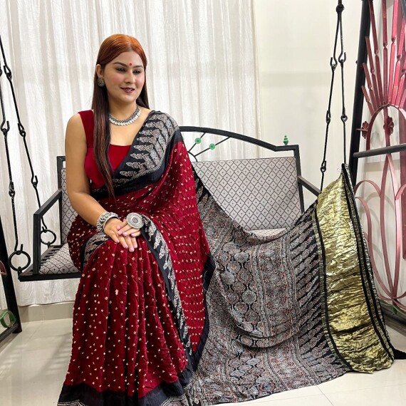 http://www.rivierafashion.in/products/bandhani-modal-silk-ajrakh-print-zari-pallu-saree