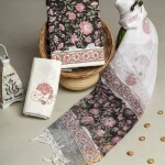 HAND BLOCK PRINTED COTTON SUIT WITH KOTA DORIA DUPATTA
