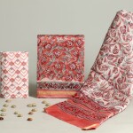 HAND BLOCK PRINTED CHANDERI SILK DRESS MATERIAL