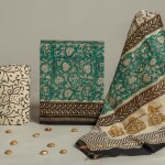 HAND BLOCK PRINTED CHANDERI SILK DRESS MATERIAL