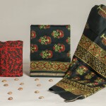 HAND BLOCK PRINTED CHANDERI SILK DRESS MATERIAL