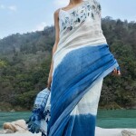 Linen French Knot Hand Embroidery Saree