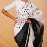 Linen French Knot Hand Embroidery Saree