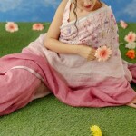 Linen French Knot Hand Embroidery Saree