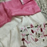 Linen French Knot Hand Embroidery Saree