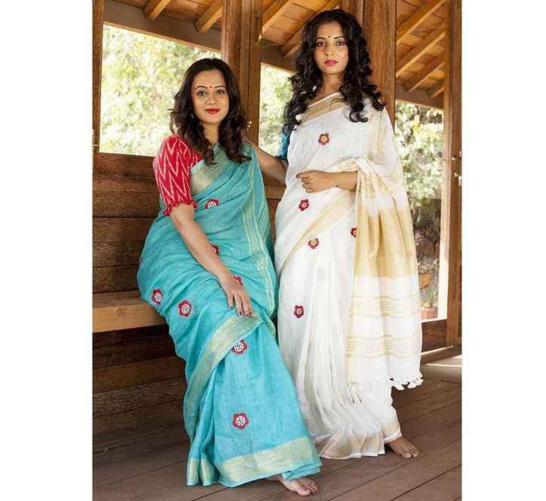 HANDWOVEN PURE LINEN SAREE