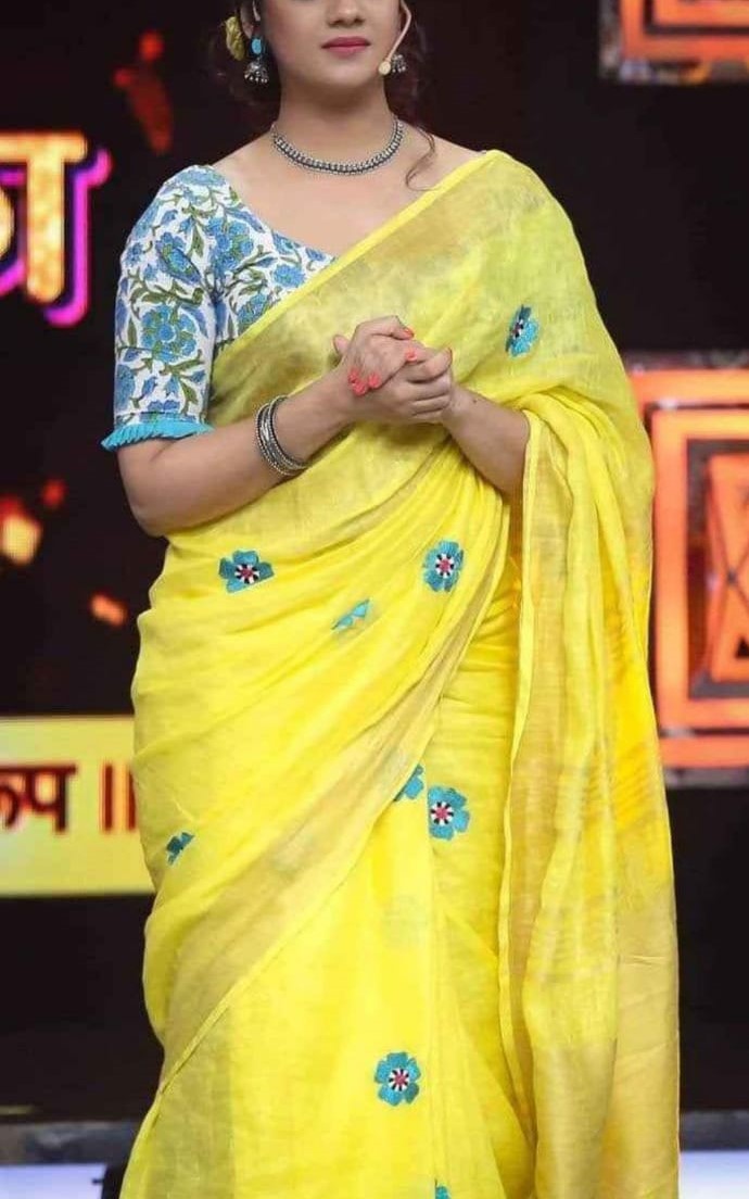 HANDWOVEN PURE LINEN SAREE