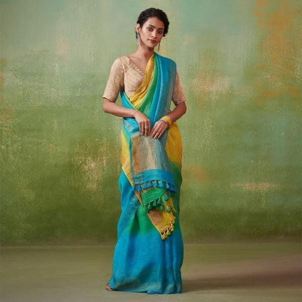 Linen Zari Border Saree