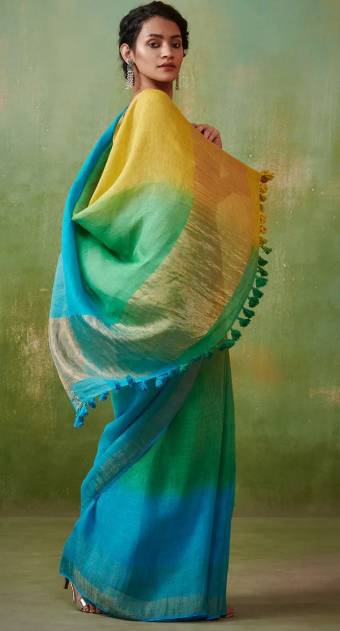 Linen Zari Border Saree