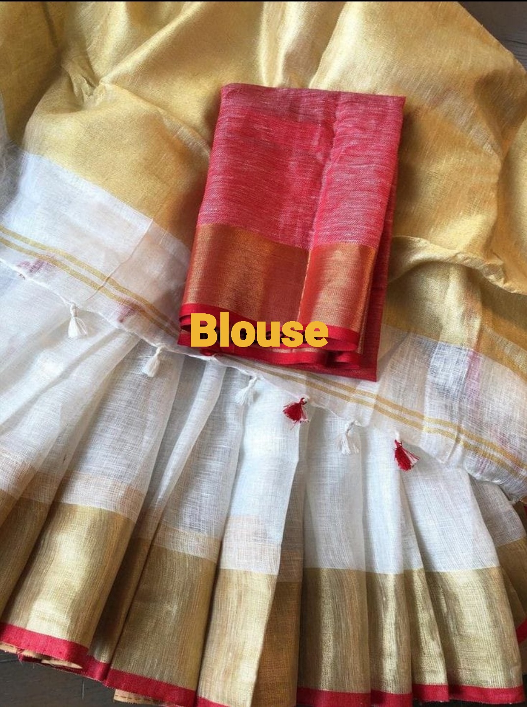 Handwoven Pure Linen Saree