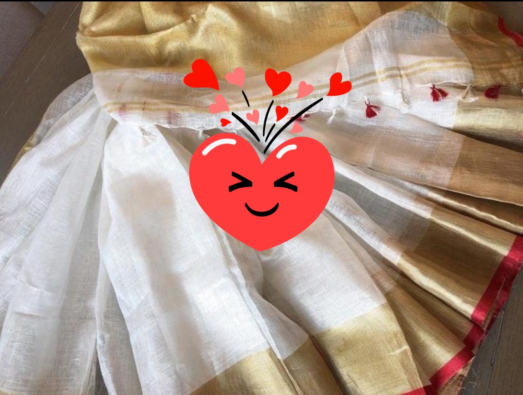 Handwoven Pure Linen Saree
