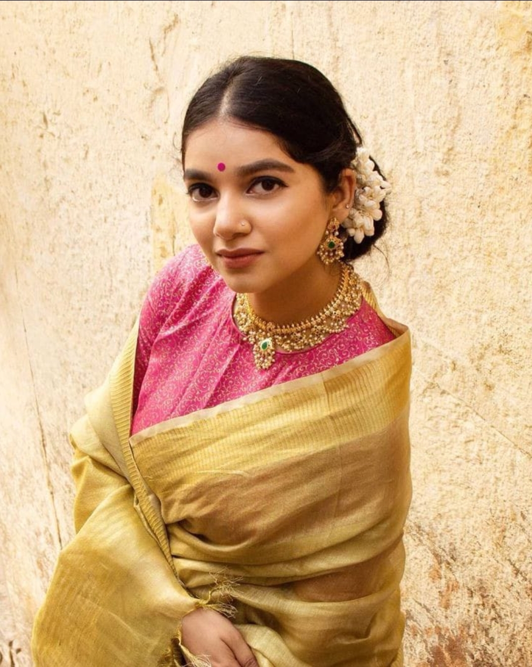 GOLDEN TISSUE LINEN SAREE