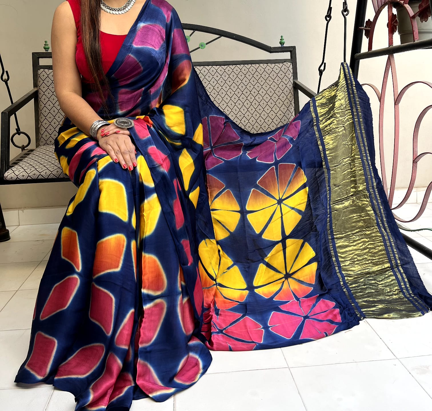 MODAL SILK CLAMP DYE SAREE