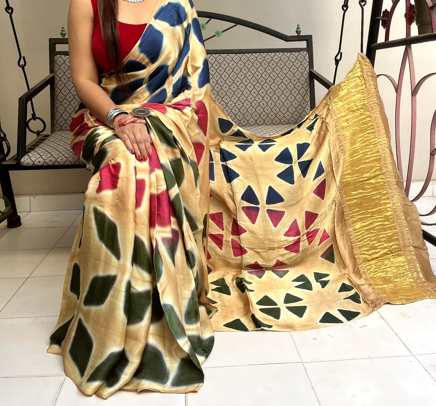 MODAL SILK CLAMP DYE SAREE