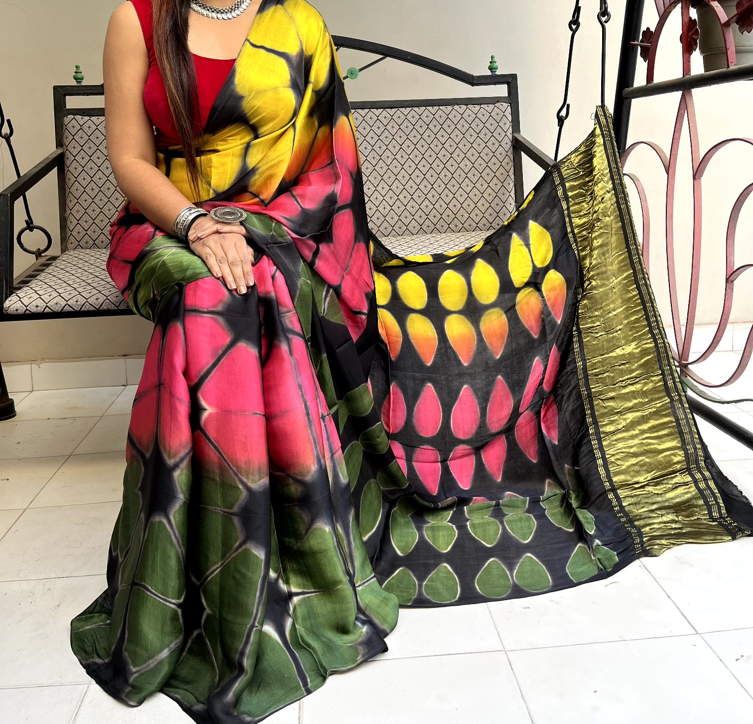 MODAL SILK CLAMP DYE SAREE
