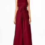 Red-Maroon Solid Belt Plazzo Jumpsuit