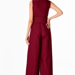 Red-Maroon Solid Belt Plazzo Jumpsuit