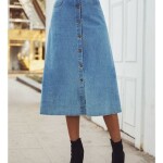 Women Blue Solid A-Line Denim Skirt