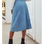 Women Blue Solid A-Line Denim Skirt