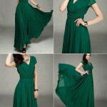 Solid Green Long Maxi Dress