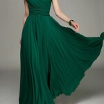 Solid Green Long Maxi Dress