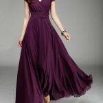 Solid Purple Long Maxi Dress