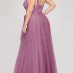 Maxi Long Double V-neck Tulle Bridesmaid Dresses