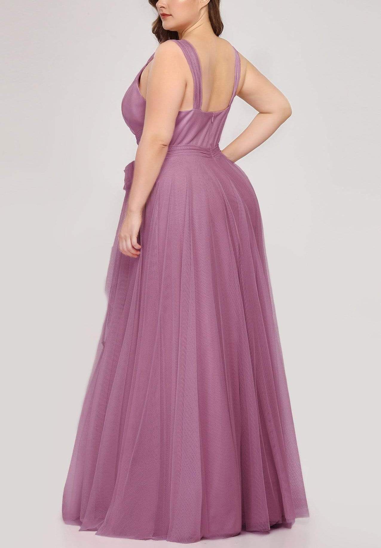 Maxi Long Double V-neck Tulle Bridesmaid Dresses