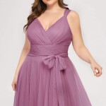 Maxi Long Double V-neck Tulle Bridesmaid Dresses