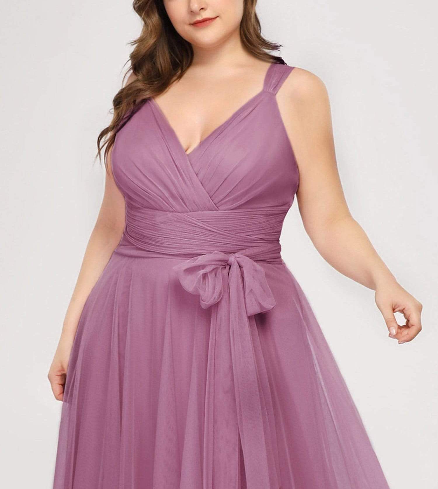Maxi Long Double V-neck Tulle Bridesmaid Dresses