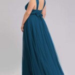 Maxi Long Double V-neck Tulle Bridesmaid Dresses