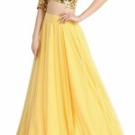 Sequin Tulle Yellow Long Skirt and Crop Top