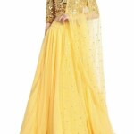 Sequin Tulle Yellow Long Skirt and Crop Top