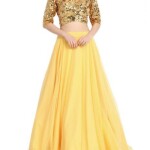 Sequin Tulle Yellow Long Skirt and Crop Top
