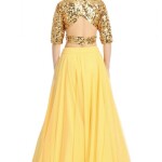Sequin Tulle Yellow Long Skirt and Crop Top