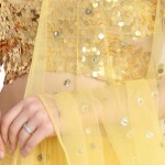 Sequin Tulle Yellow Long Skirt and Crop Top
