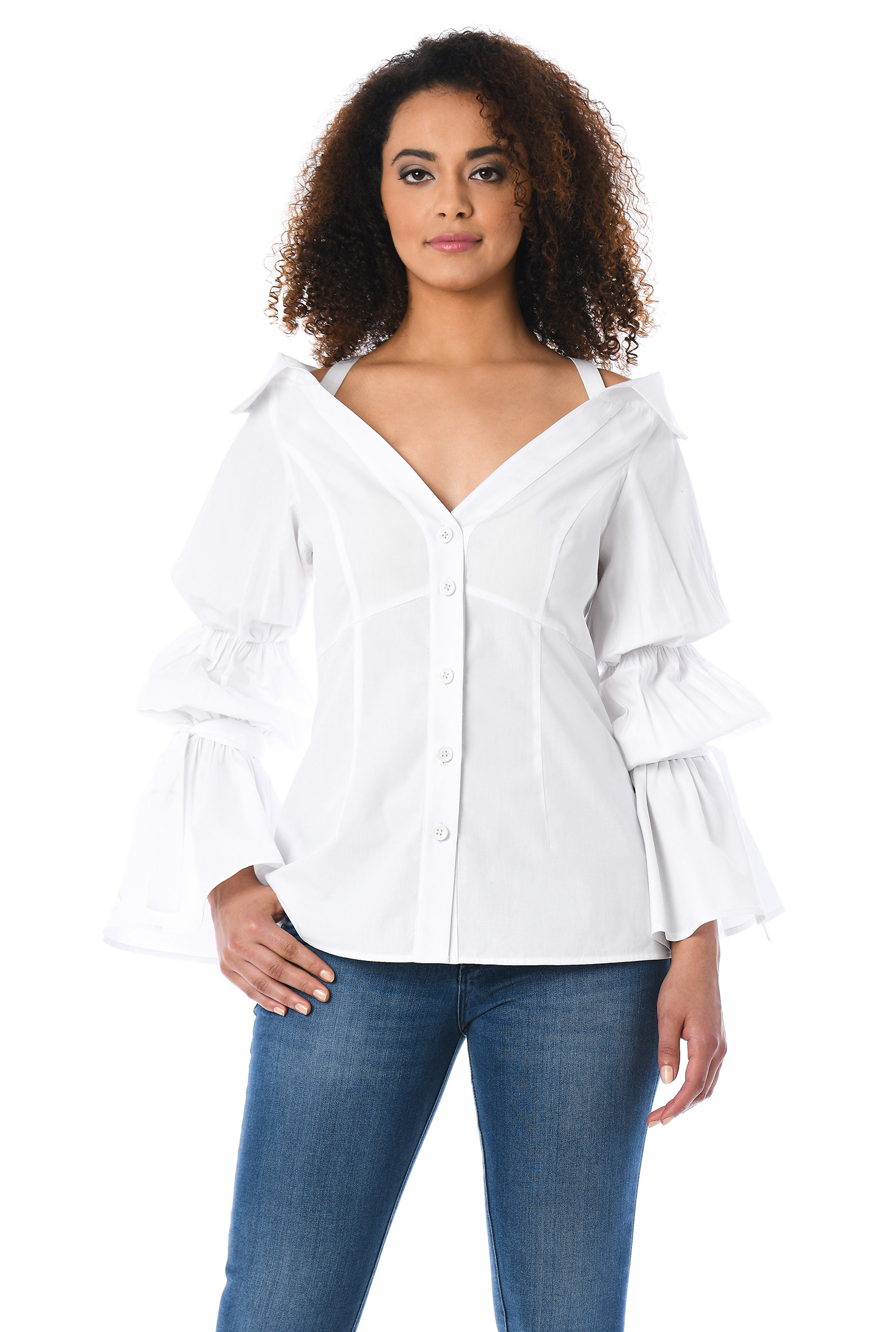 White Bell Sleeves Shirt