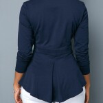 V-Neck Long Sleeve Navy Blue Top